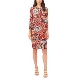 Connected Plus Size Printed Popover Sheath Dress